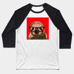 Geek Sloth in Red Background - Print / Home Decor / Wall Art / Poster / Gift / Birthday / Sloth Lover Gift / Animal print Canvas Print Baseball T-Shirt